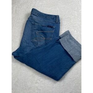 Seven7 Premium Women's Size 22 Medium Wash Denim Capri Jeans Cuffed Cropped